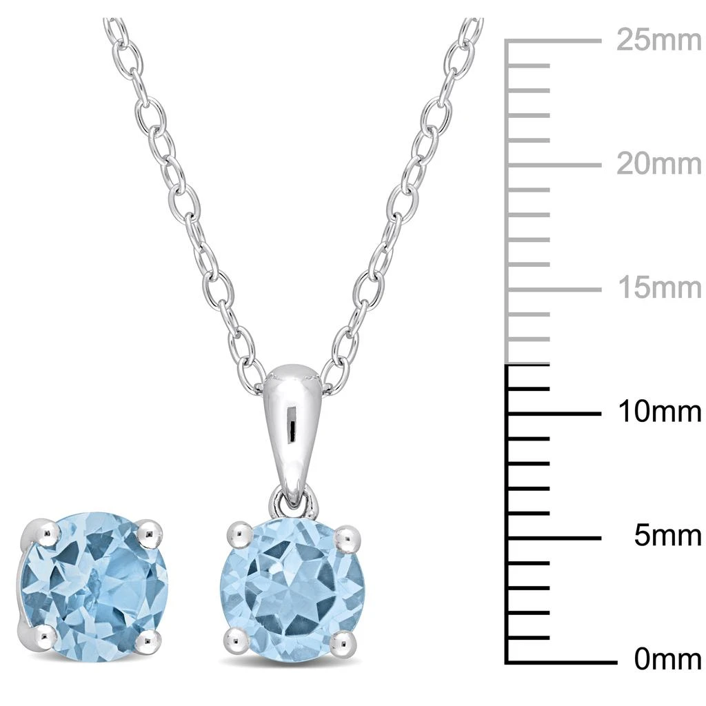 商品Mimi & Max|3 CT TGW Sky Blue Topaz 2-Piece Solitaire Pendant with Chain and Stud Earrings Set in Sterling Silver,价格¥309,第4张图片详细描述