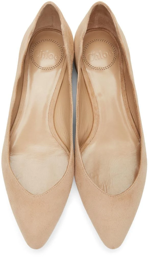 商品Chloé|Tan Suede Lauren Ballerina Heels,价格¥1586,第5张图片详细描述