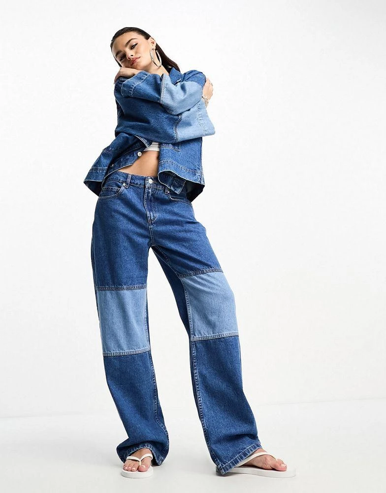 商品[国内直发] ASOS|【无吊牌/脏污】ASOS DESIGN co-ord baggy boyfriend jean in blue patchwork,价格¥155,第1张图片