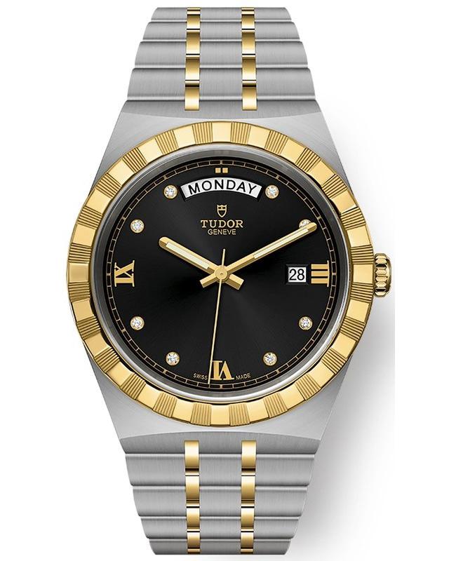 Tudor Royal Black Diamond Dial Stainless Steel and Yellow Gold Unisex Watch M28603-0005商品第1张图片规格展示