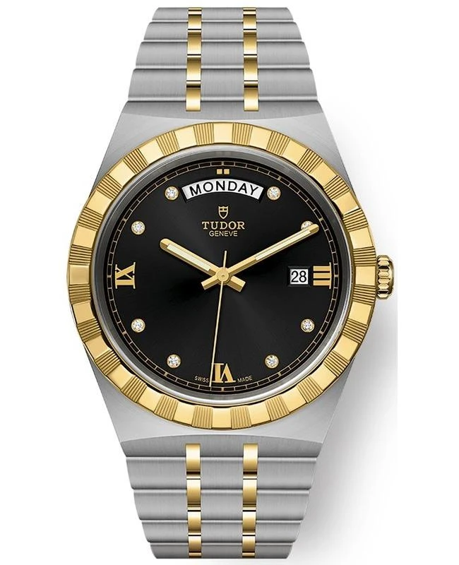 商品Tudor|Tudor Royal Black Diamond Dial Stainless Steel and Yellow Gold Unisex Watch M28603-0005,价格¥35296,第1张图片