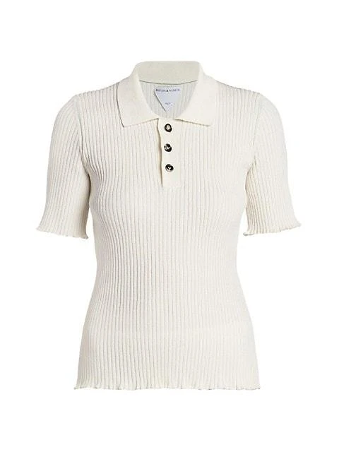 商品Bottega Veneta|Ribbed Linen Polo,价格¥8615,第1张图片