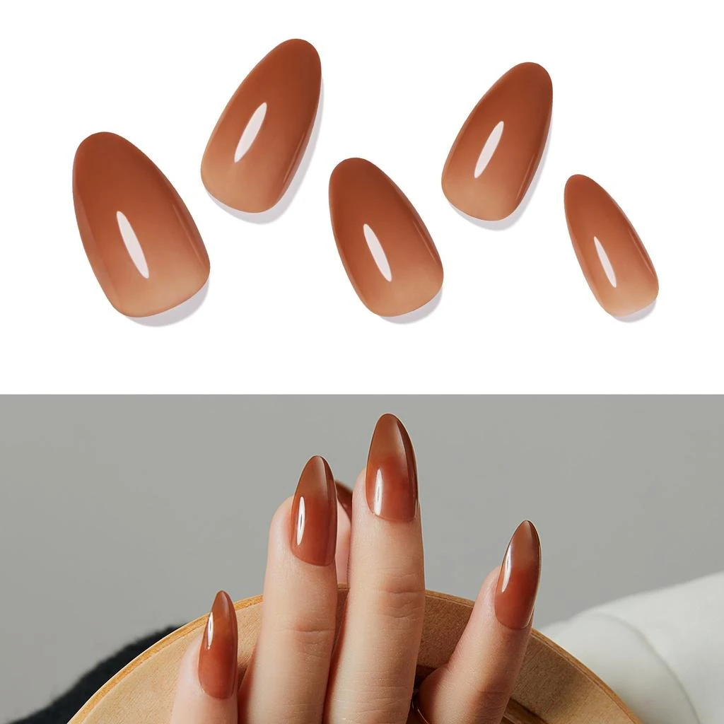 商品[国内直发] MODELONES|Opal Amber - 24 Fake Nails 12 Sizes Short Almond Press on Nails Kit,价格¥90,第1张图片