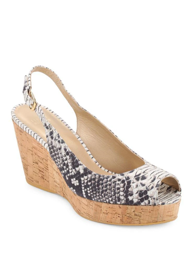 商品Stuart Weitzman|Jean Patent Leather Slingback Wedge Sandals,价格¥1250,第1张图片