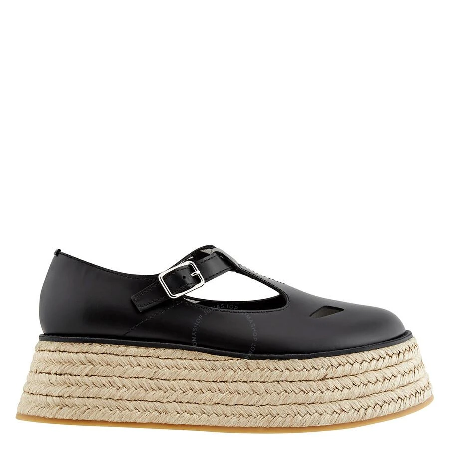 商品Burberry|Black Aldywych Flatform Leather Espadrilles,价格¥864,第1张图片