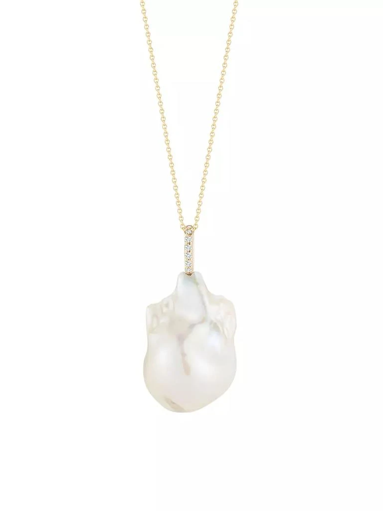 商品MATEO|14K Yellow Gold, Baroque Pearl &amp; Diamond Pendant Necklace,价格¥4480,第1张图片