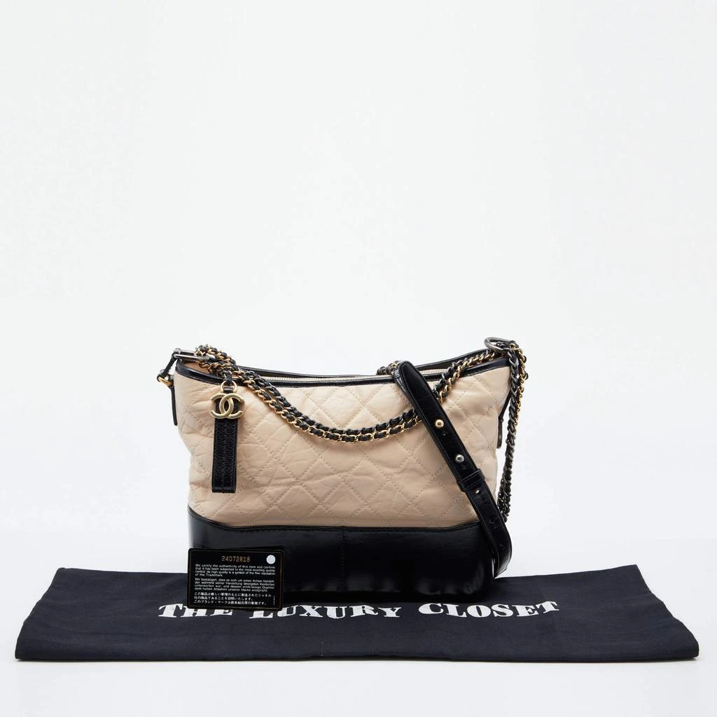 Chanel Beige/Black Quilted Aged Leather Medium Gabrielle Bag  商品