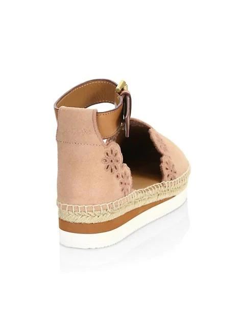 商品See by Chloé|Floral Laser-Cut Suede Flatform Espadrilles,价格¥1807,第3张图片详细描述