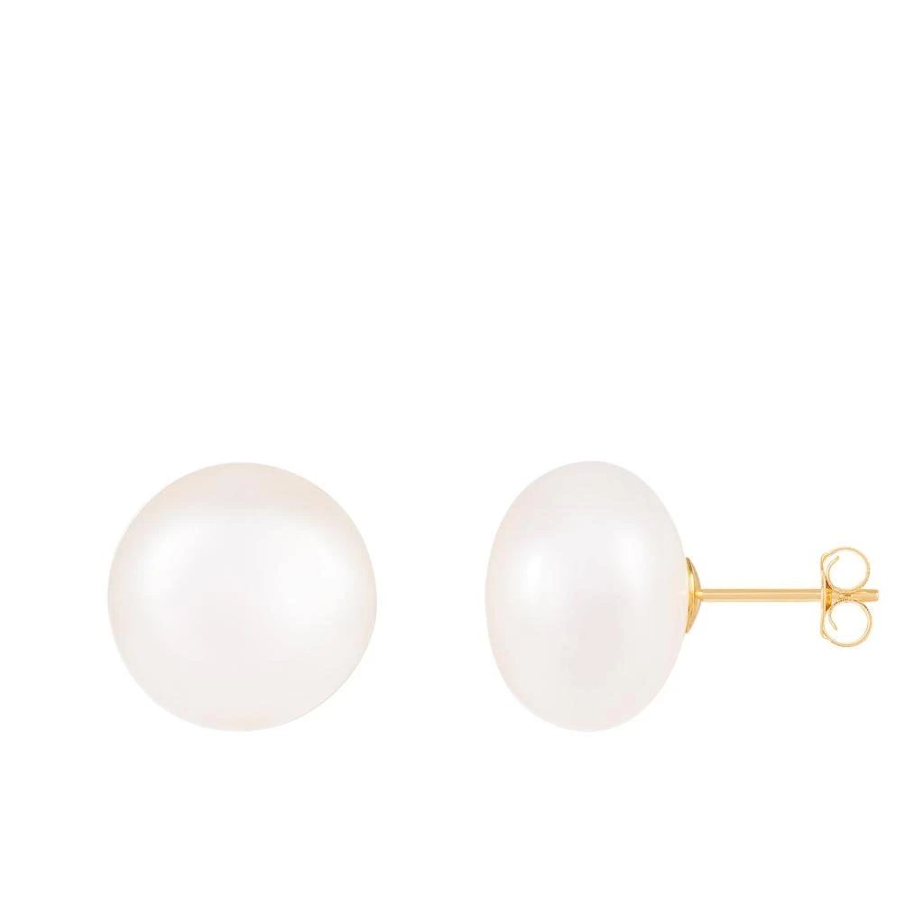 商品Splendid Pearls|14k Yellow Gold 13-14mm Freshwater Pearl Stud Earrings.,价格¥322,第1张图片