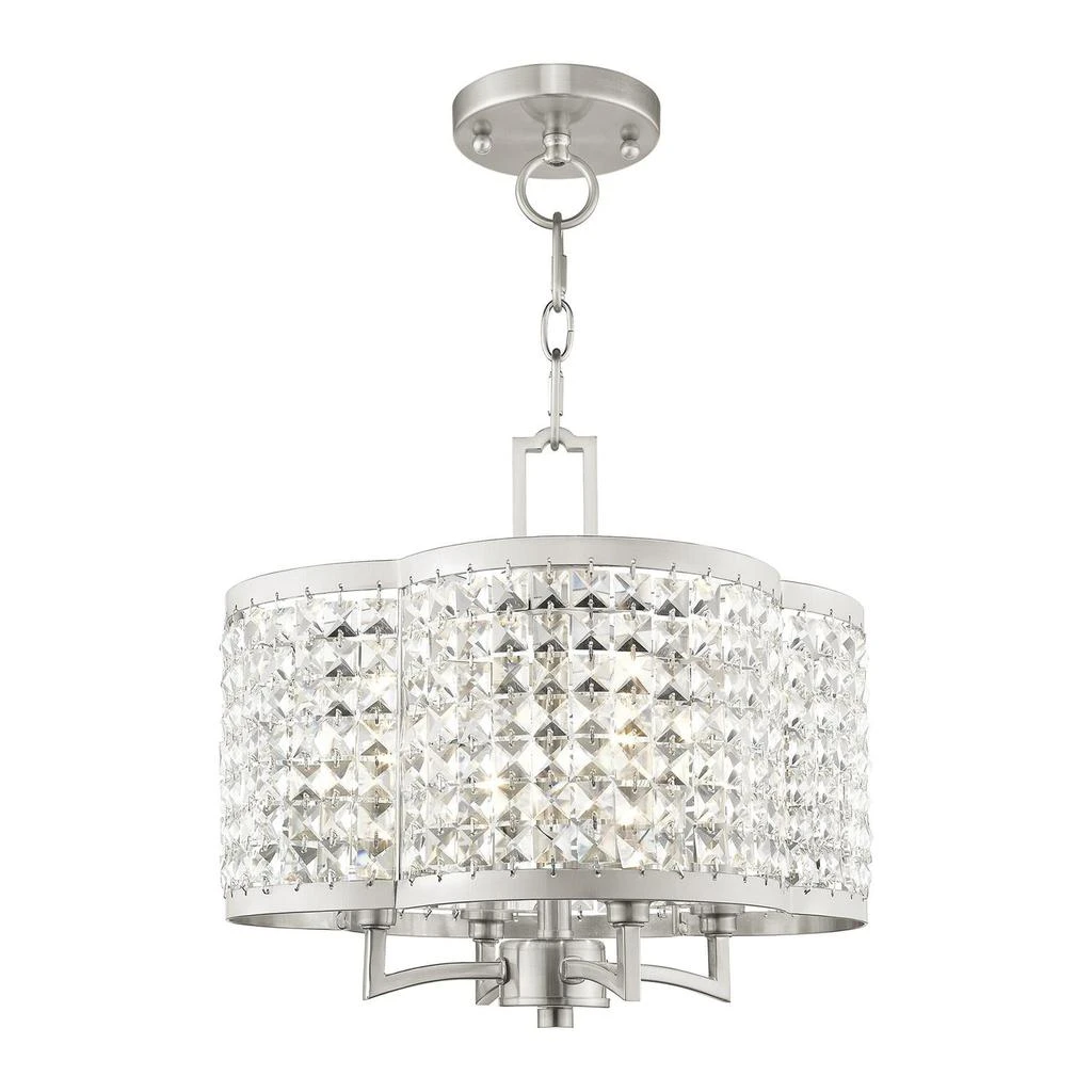 商品Livex Lighting|Four Light Brushed Nickel Convertible Mini Chandelier/Ceiling Mount,价格¥8702,第1张图片