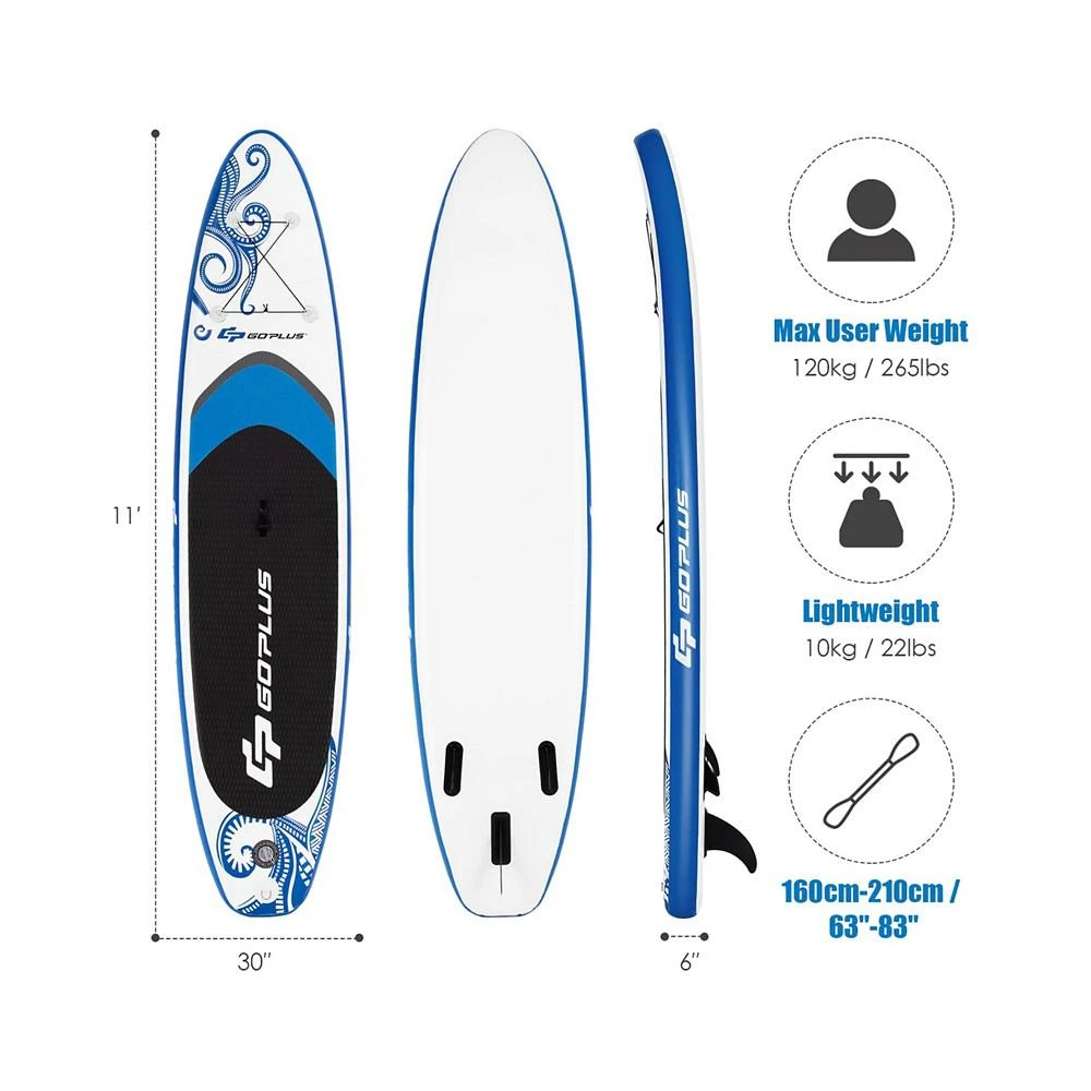 商品Costway|1 pcs 11' Inflatable Stand Up Paddle Board SUP Surfboard,价格¥1259,第2张图片详细描述
