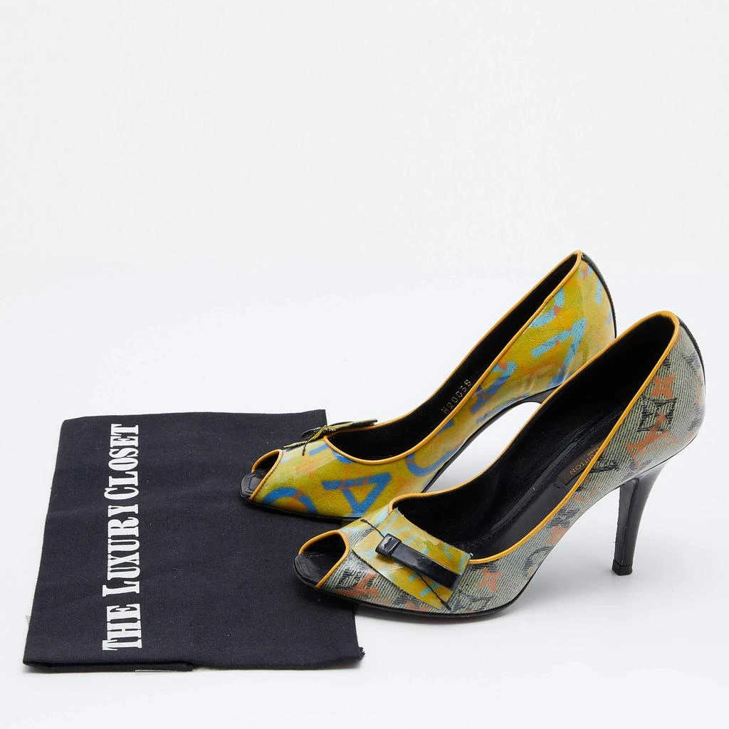 Louis Vuitton Yellow Monogram Coated Denim Richard Prince Flash Pulp Peep-Toe Pumps Size 36 商品