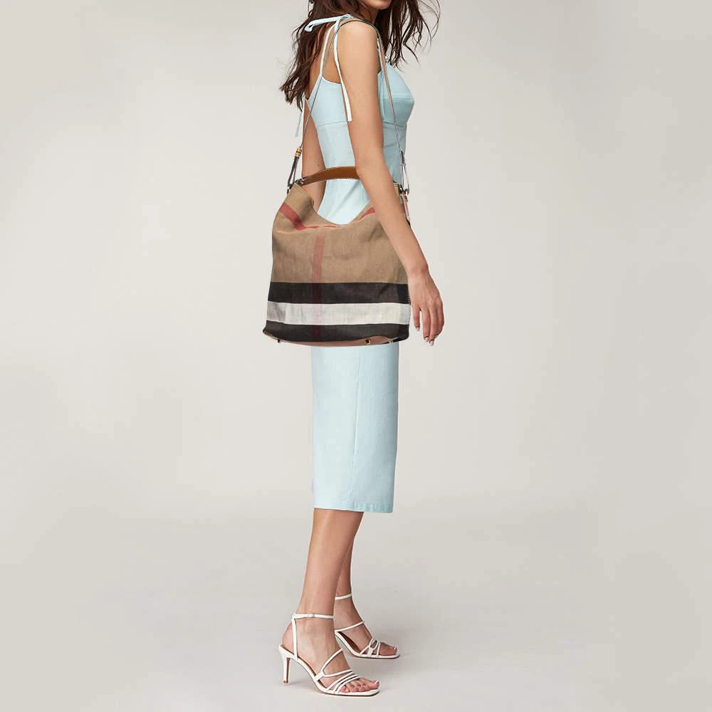 商品[二手商品] Burberry|Burberry Beige/Black Nova Check Canvas and Leather Medium Ashby Shoulder Bag,价格¥3975,第2张图片详细描述