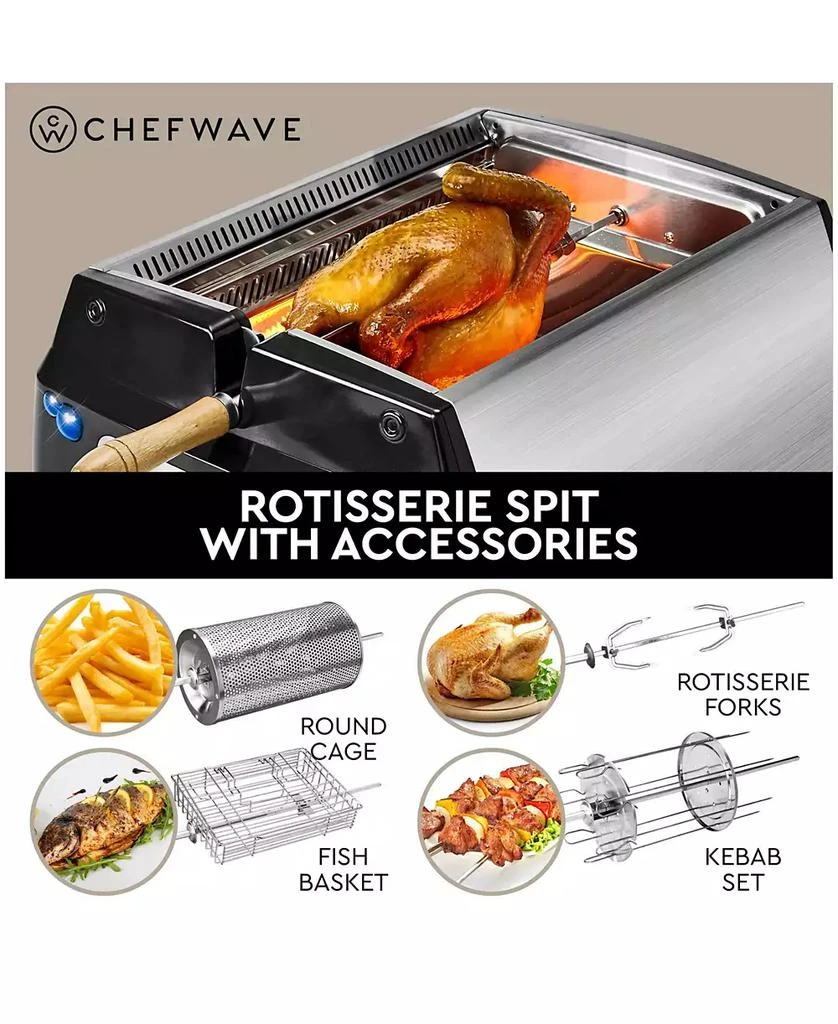 商品ChefWave|Sosaku Smokeless Infrared Rotisserie Indoor Tabletop Grill,价格¥1716,第4张图片详细描述