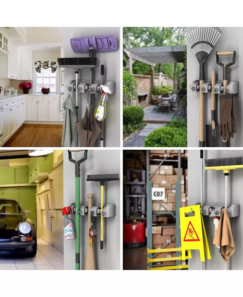 Shovel, Rake and Tool Holder with Hooks - Wall Mounted organizer 2 Pack by Stalwart 商品