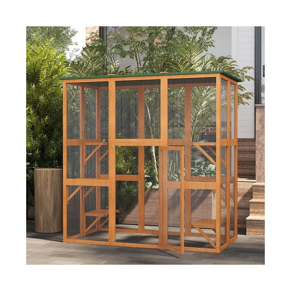商品PawHut|Large Catio Enclosure Shelter Cage 6 Cat Platforms Orange,价格¥3344,第2张图片详细描述