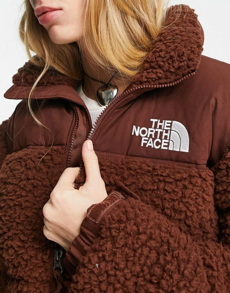 商品The North Face|The North Face Nuptse high pile down jacket in brown,价格¥2260,第3张图片详细描述