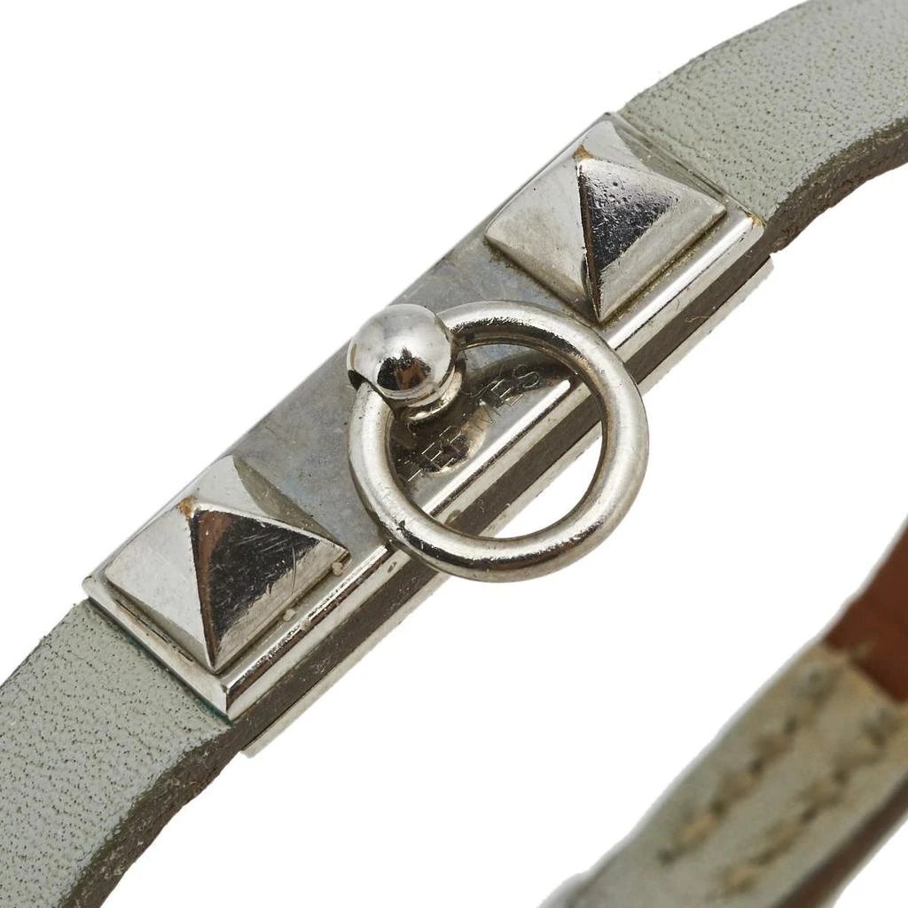 商品[二手商品] Hermes|Hermès Grey Leather Palladium Plated Micro Rivale Bracelet M,价格¥1315,第3张图片详细描述