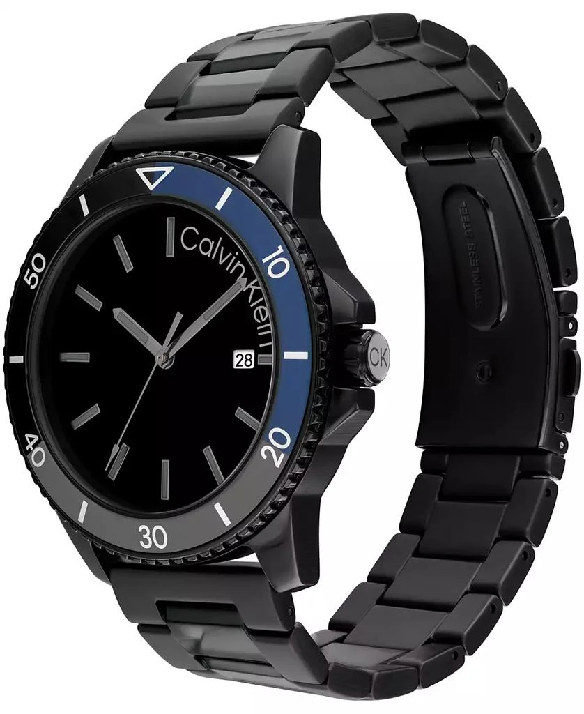 商品Calvin Klein|Men's Three Hand Black Stainless Steel Bracelet Watch 44mm,价格¥897,第2张图片详细描述