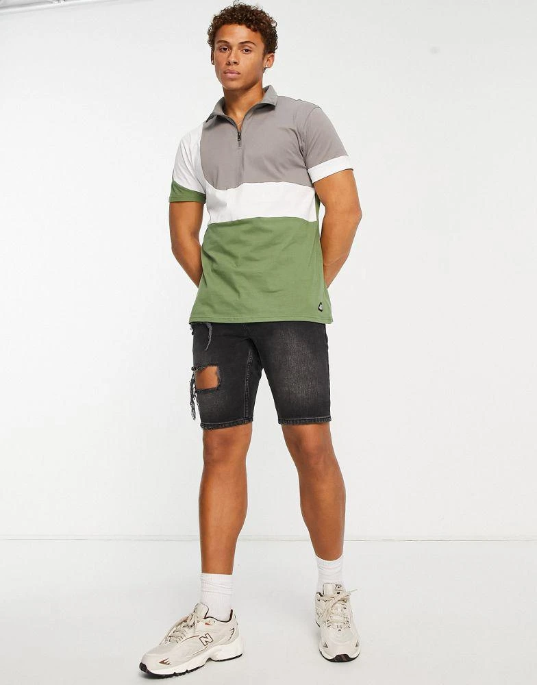 商品American Stitch|American Stitch half zip polo shirt in green,价格¥210,第4张图片详细描述