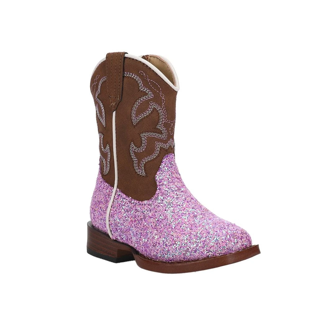 商品Roper|Glitter Blast Square Toe Cowboy Boots (Toddler),价格¥432,第2张图片详细描述