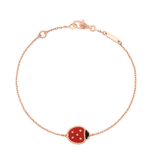  Van Cleef & Arpels/梵克雅宝 Lucky Spring系列 18K金玫瑰金红玉髓玛瑙瓢虫图案形状手链VCARP7R000商品第1张图片规格展示
