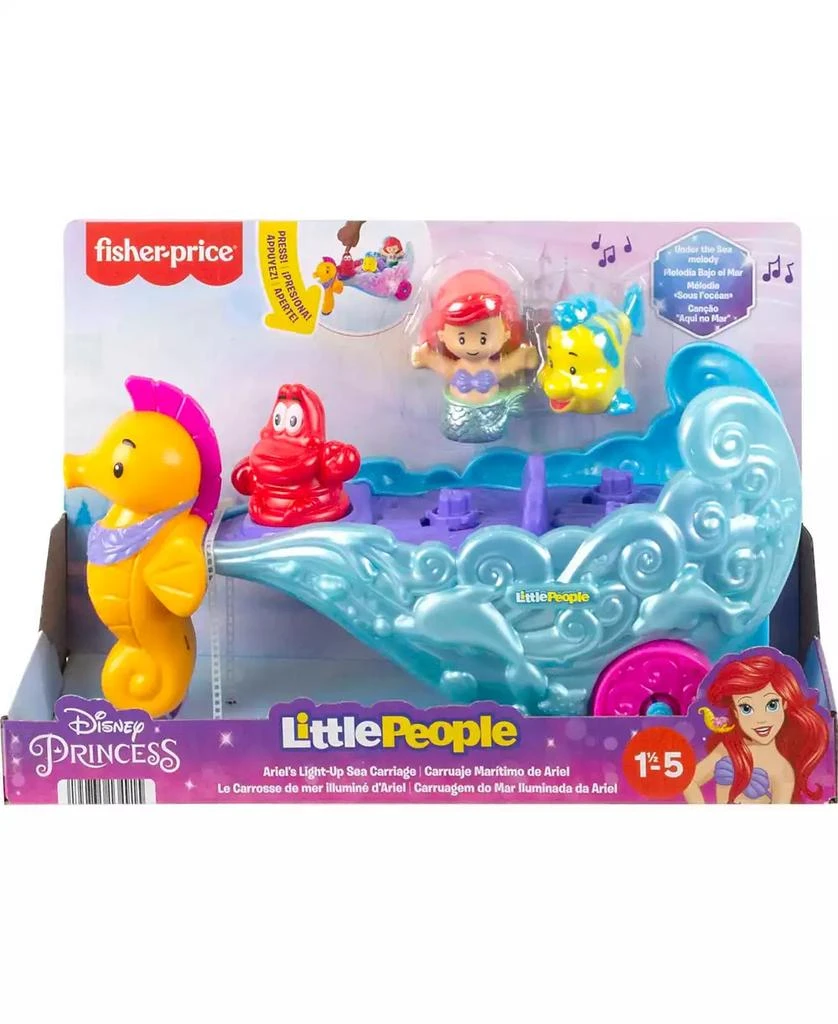 商品Fisher Price|Little People Disney Princess Ariel and Flounder Toddler Toys, Carriage with Music and Lights,价格¥135,第2张图片详细描述