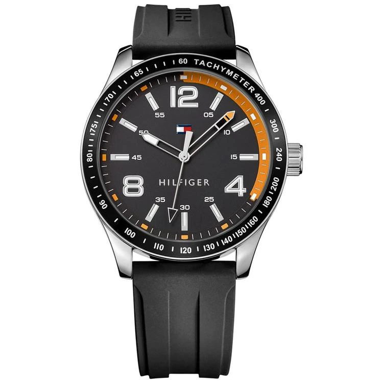 商品Tommy Hilfiger|Men's Black Rubber Strap Watch 44mm 1791173, Created for Macy's,价格¥365,第1张图片