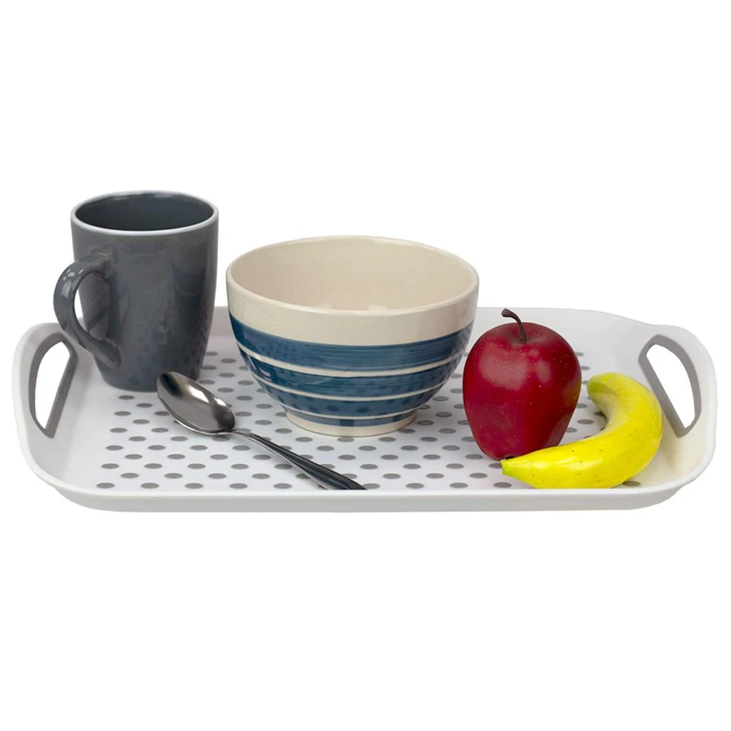 商品Home Basics|Home Basics Anti-Slip Plastic Serving Tray with Easy Grip Handles, White,价格¥147,第3张图片详细描述