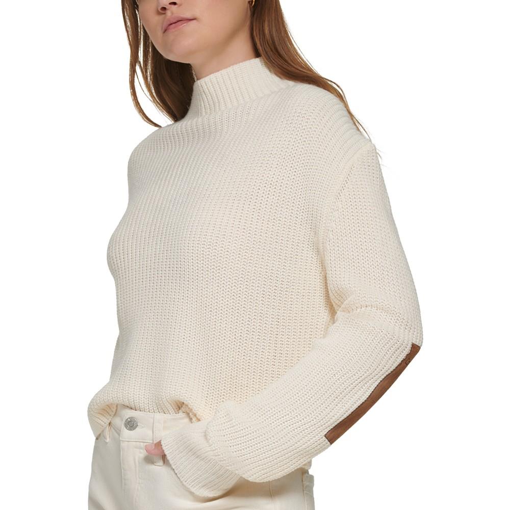 Women's Patched Mock Neck Sweater商品第3张图片规格展示