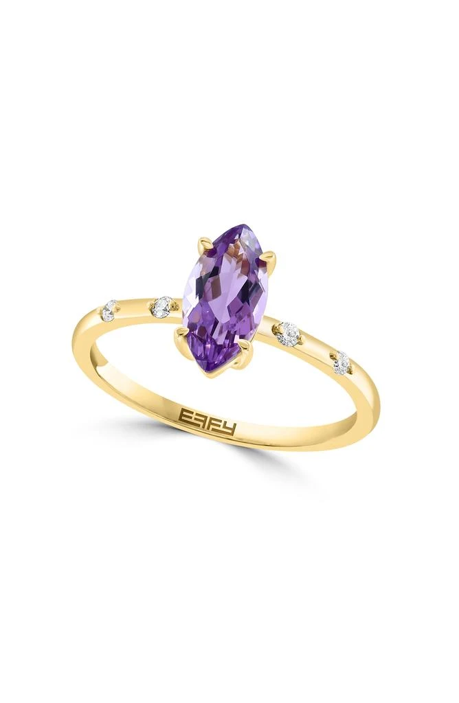 商品Effy|14K Yellow Gold Amethyst & Diamond Ring,价格¥3550,第1张图片