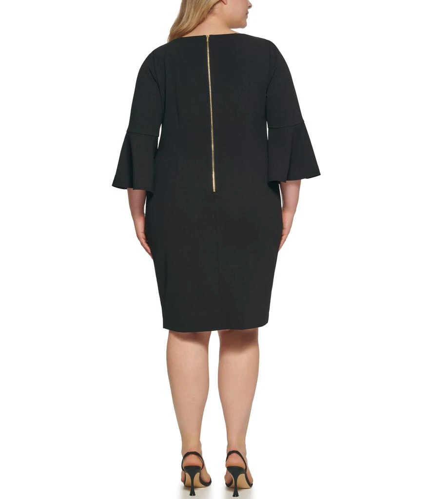 商品Calvin Klein|Plus Size Scuba Crepe Sheath Dress with Bell Sleeve,价格¥748,第2张图片详细描述