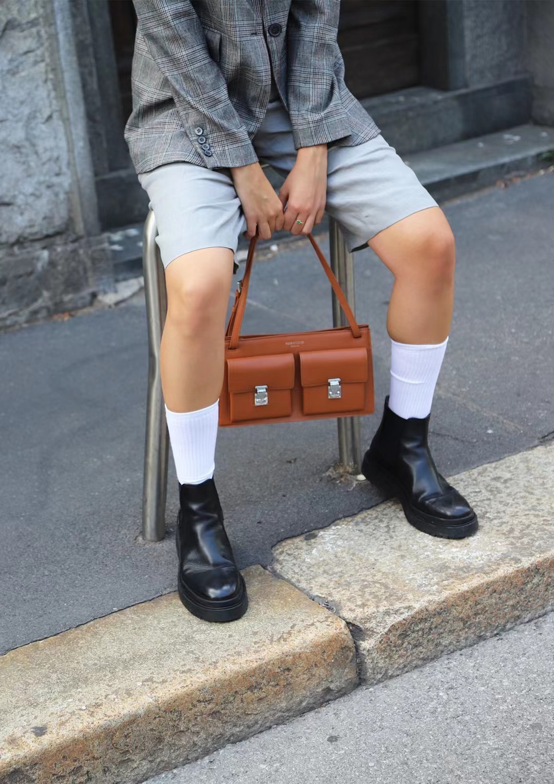 【国内直发】YESE STUDIO TWINS 多色女士双口袋欧美单肩手提小方包商务腋下包商品第12张图片规格展示