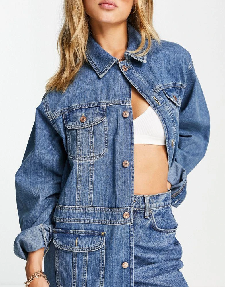 商品Topshop|Topshop 70's chuck-on denim jacket in mid blue,价格¥542,第2张图片详细描述