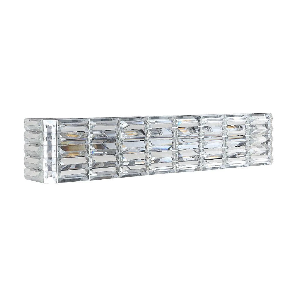 Evelyn Crystal Rectangle 31.75" 4-Light Iron/Crystal Glam Modern LED Vanity Light 商品