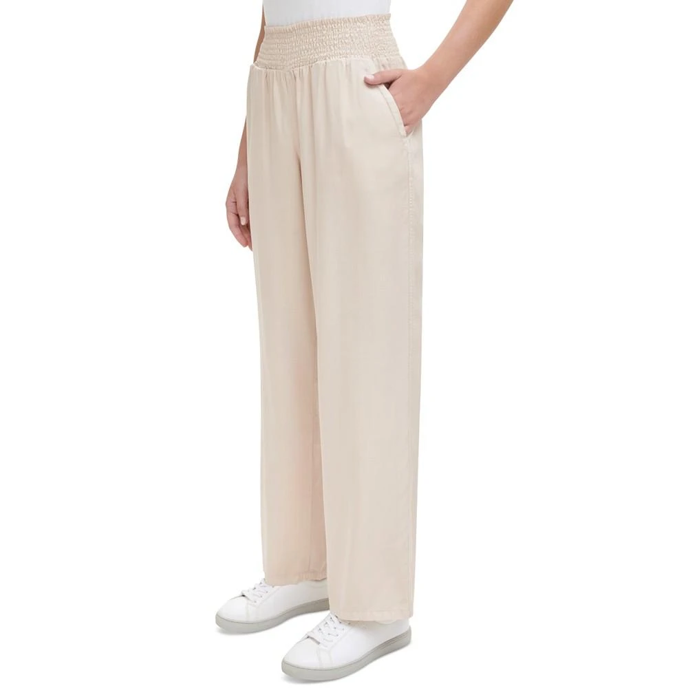 商品Calvin Klein|Women's Smocked-Waist Straight-Leg Pants,价格¥107,第3张图片详细描述