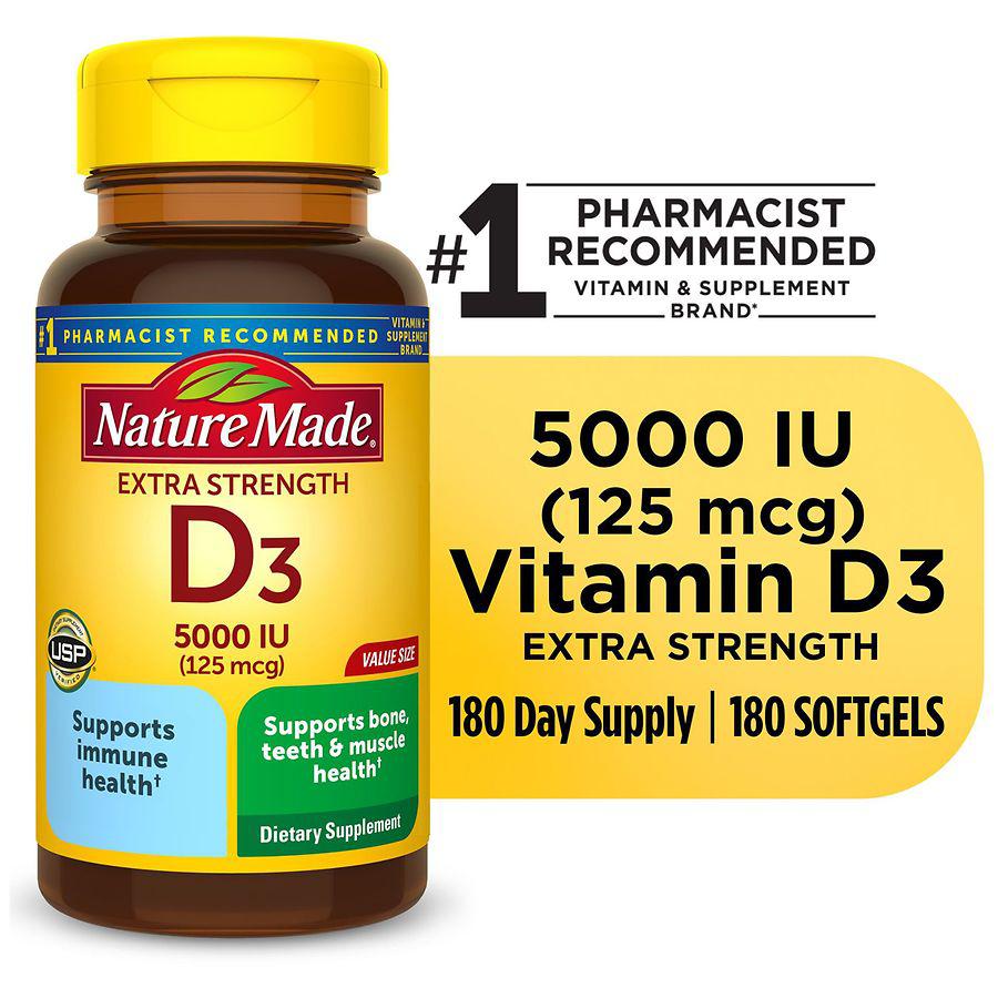 Extra Strength Vitamin D3 5000 IU (125 mcg) Softgels商品第8张图片规格展示