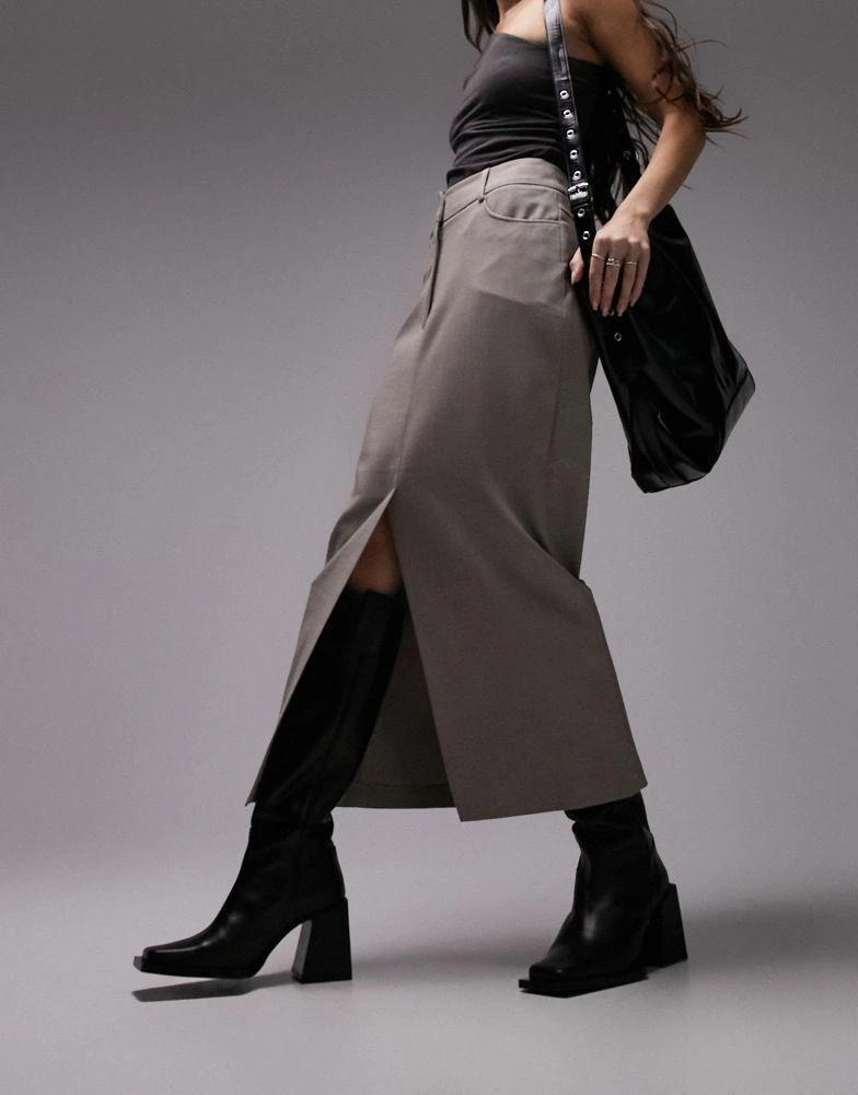 商品Topshop|Topshop long pencil skirt in grey,价格¥441,第1张图片