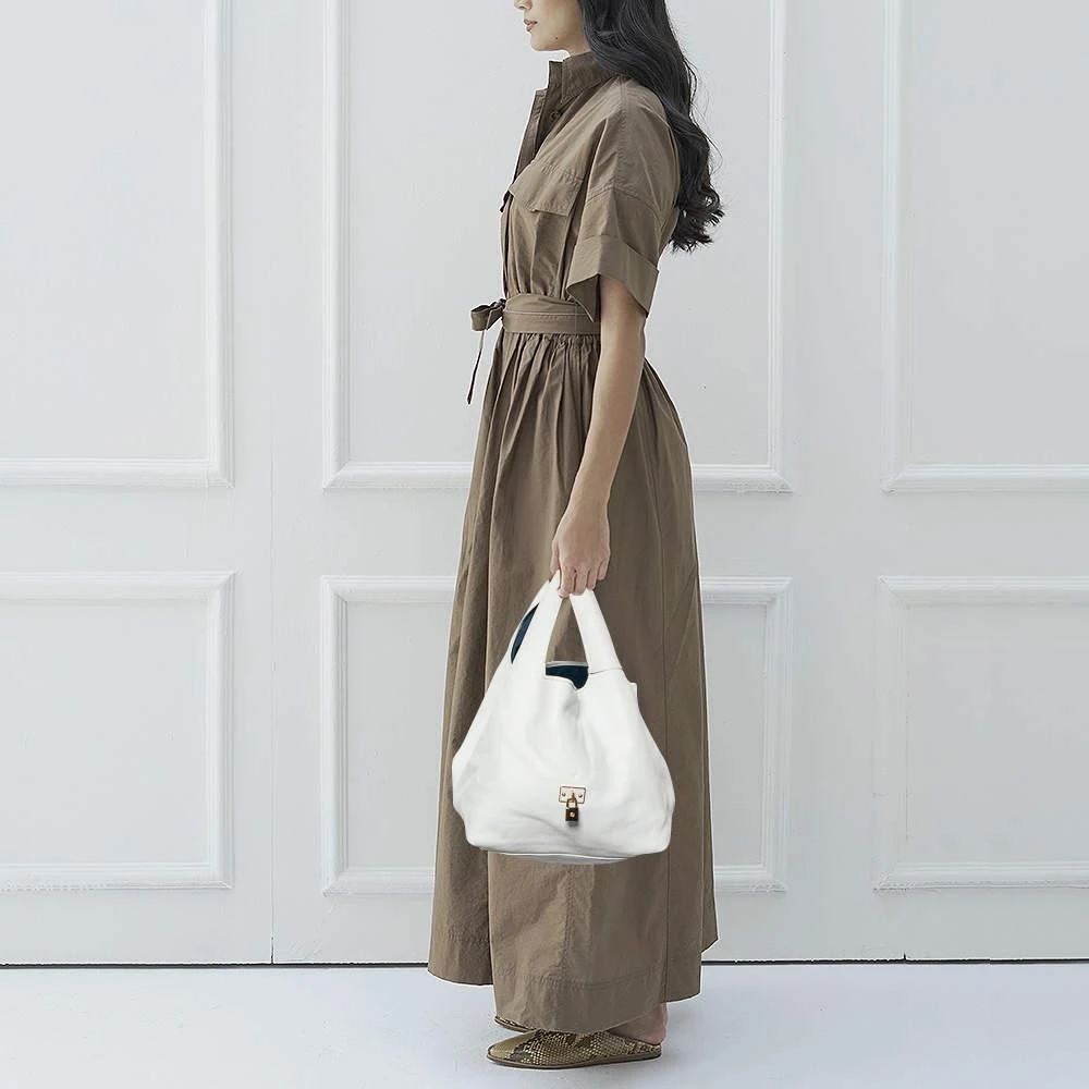 商品[二手商品] Loewe|Loewe White Leather Calle Hobo,价格¥3830,第2张图片详细描述