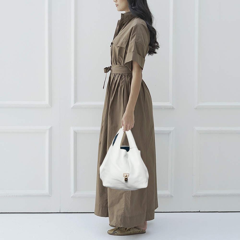 商品[二手商品] Loewe|Loewe White Leather Calle Hobo,价格¥4794,第4张图片详细描述