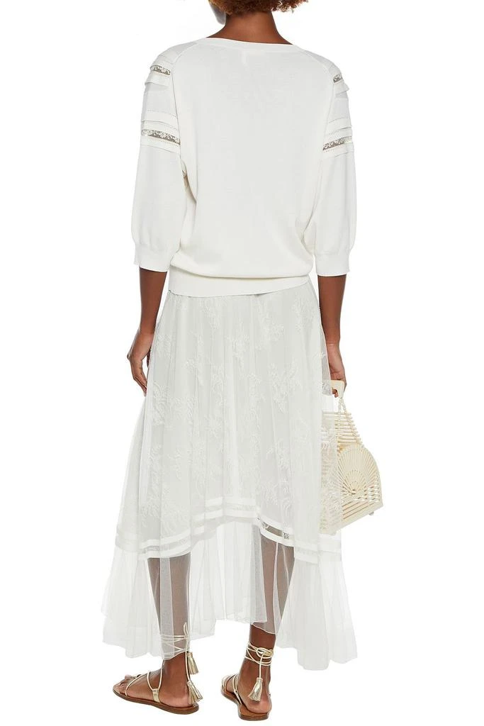 商品Chloé|Asymmetric poplin-trimmed lace midi skirt,价格¥4684,第1张图片