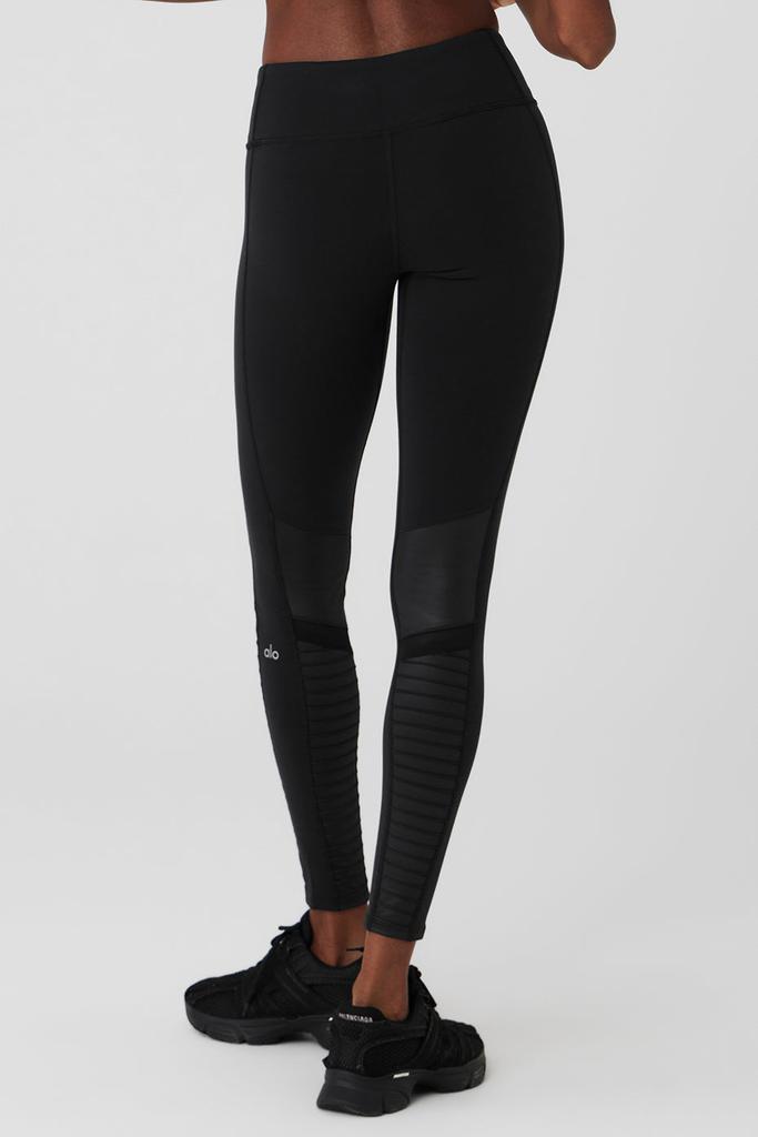 商品Alo|7/8 High-Waist Moto Legging - Black,价格¥884,第2张图片详细描述