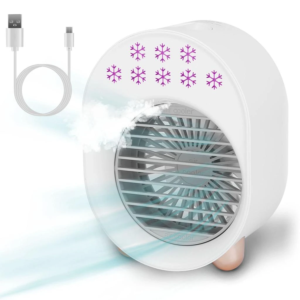 商品Global Bazaar|Portable Mini Desktop Air Conditioner Fan - 4-in-1 Cooling Pack, USB Rechargeable, 3 Wind Modes,价格¥456,第1张图片