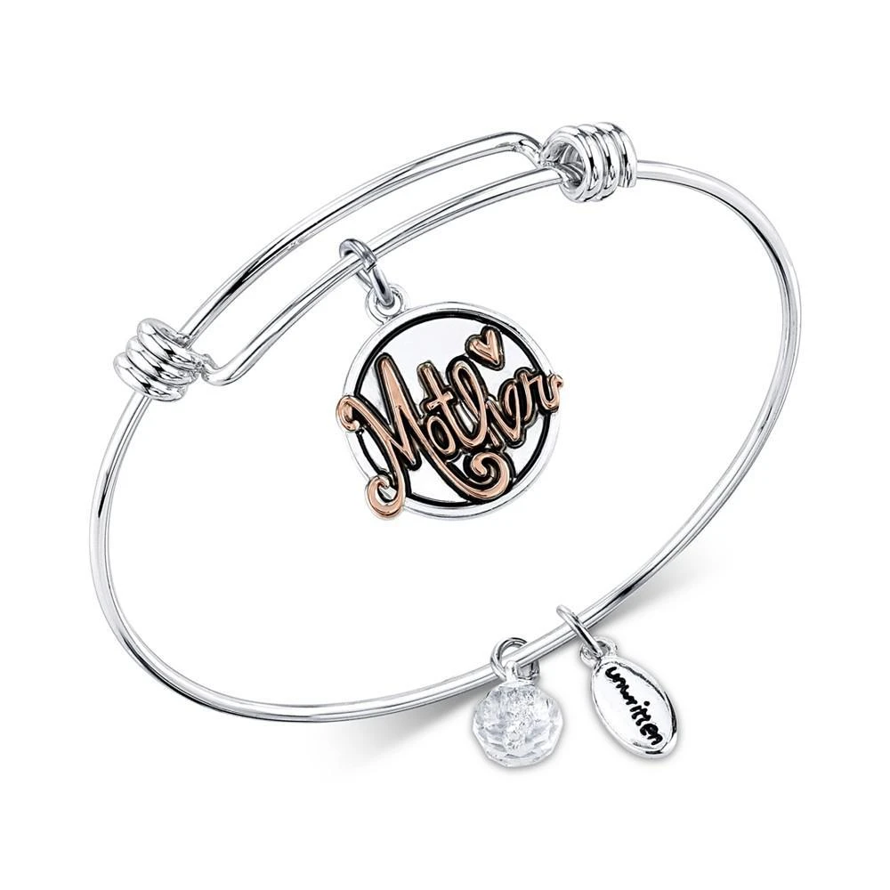 商品Unwritten|Two-Tone "Mother, Thank you for all you do" Adjustable Bangle Bracelet in Stainless Steel & Gold-Tone Stainless Steel,价格¥105,第1张图片