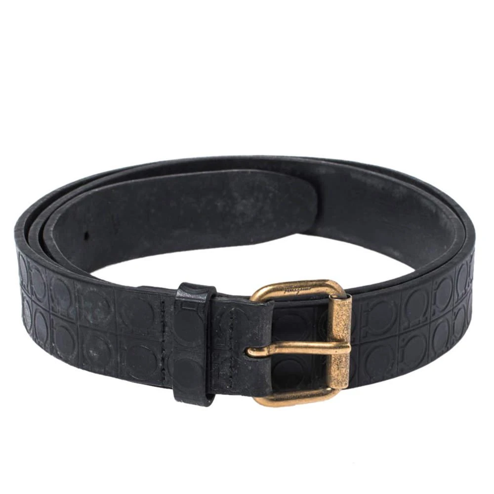 商品[二手商品] Salvatore Ferragamo|Salvatore Ferragamo Gancio Embossed Leather Buckle Belt 110CM,价格¥975,第2张图片详细描述