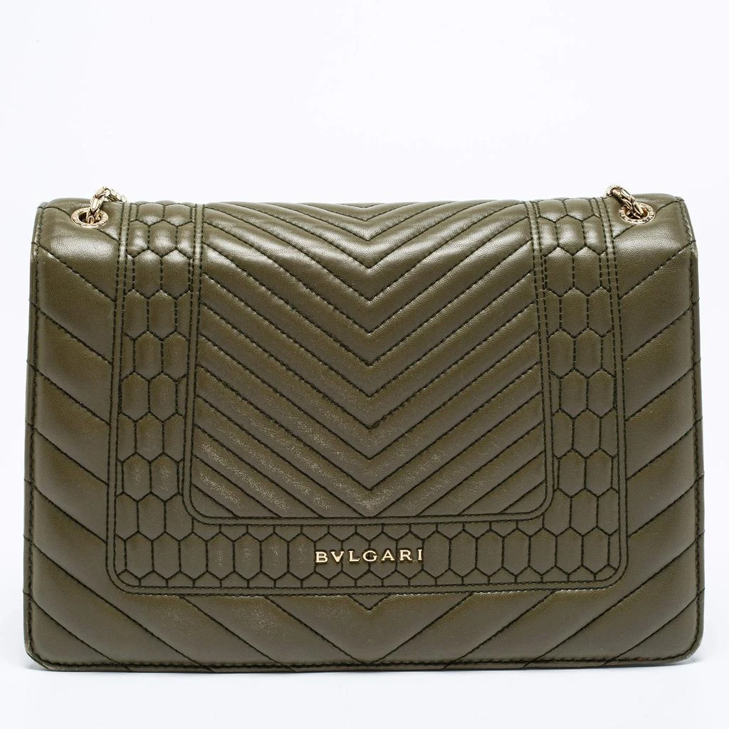 商品[二手商品] BVLGARI|Bvlgari Olive Green Quilted Scaglie Leather Medium Serpenti Forever Shoulder Bag,价格¥9667,第4张图片详细描述