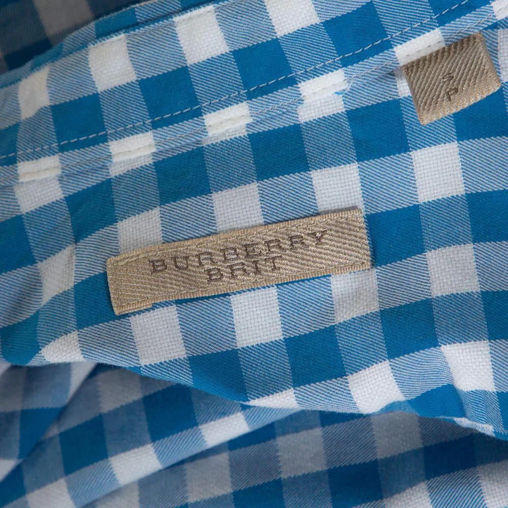 Burberry Blue Gingham Check Cotton Short Sleeve Shirt S 商品