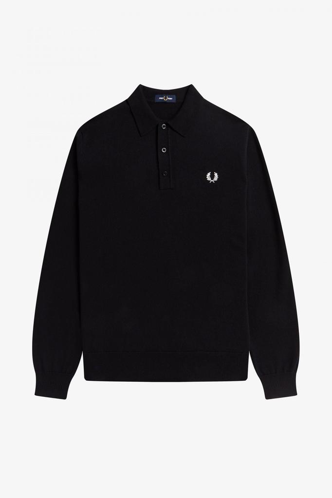 Fred Perry K4535 Classic Knitted Shirt Long Sleeve - Black商品第1张图片规格展示