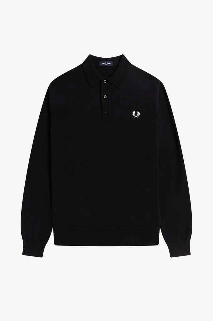 商品Fred Perry|Fred Perry K4535 Classic Knitted Shirt Long Sleeve - Black,价格¥1025,第1张图片