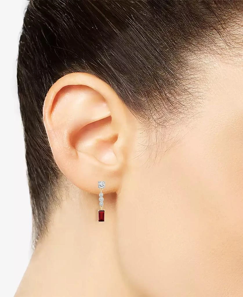 商品Macy's|Garnet (3/4 ct. t.w.) & Lab-Grown White Sapphire (1-1/20 ct. tw.) Drop Earrings in 14k Gold-Plated Sterling Silver,价格¥1764,第2张图片详细描述